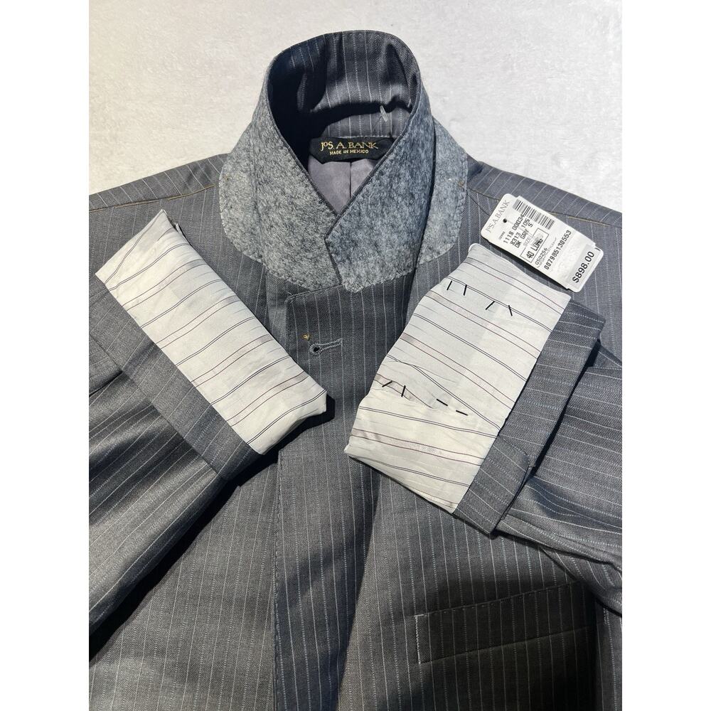 New Jos A Bank Signature Gold 40-42L 33x30 Tailored Fit Gray Pinstripe Note - Picture 13 of 16
